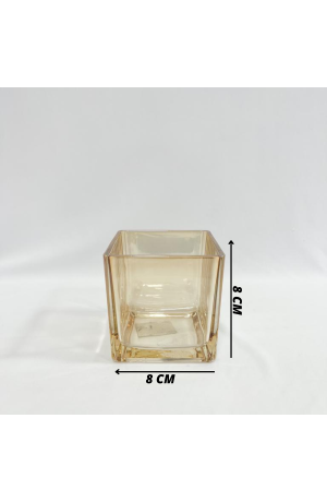 Cachepot Âmbar em Vidro Quadrado Médio