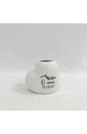 Vaso Coração Cerâmica - 