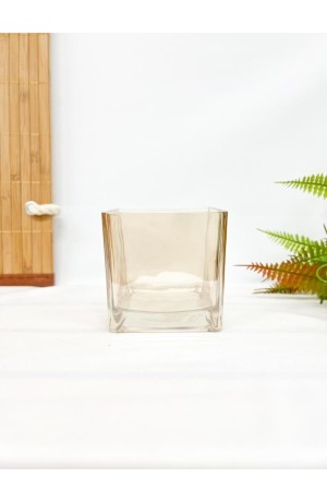 Cachepot Âmbar em Vidro Quadrado Médio