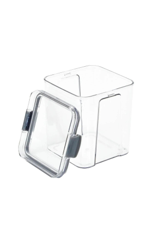 Pote Hermético Quadrado Transparente Com Trava - Cinza 1000ml