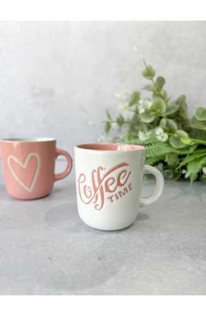 Caneca de Porcelana Coffe Time Rosa