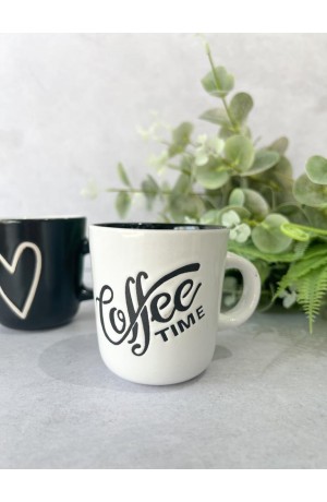 Caneca de Porcelana Coffe Time Preta