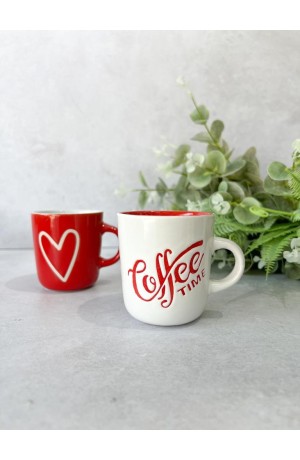 Caneca de Porcelana Coffe Time Vermelha