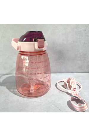 Garrafa Rosa de Plástico com Canudo , Alça e Infusor - 1500ml