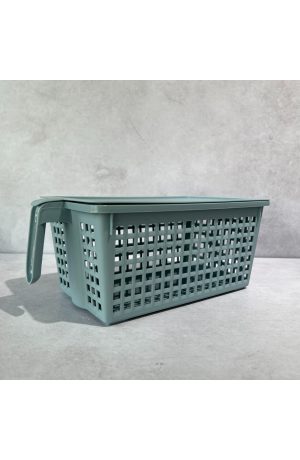 Caixa Organizadora de Plástico Azul com Tampa Médio