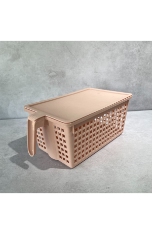 Caixa Organizadora de Plástico Rosa com Tampa Médio