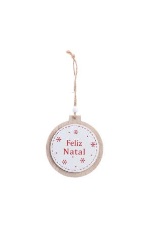 Enfeite Redondo para Pendurar - Feliz Natal Branco