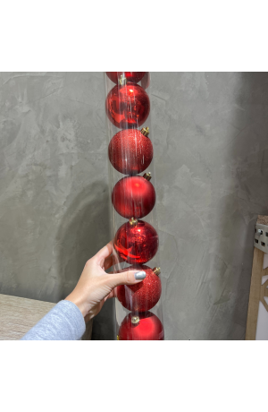 Jogo com 8 Bolas Vermelha - Lisa/Mate/Glitter