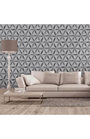 Papel de Parede Autoadesivo 3D Cinza com Dourado