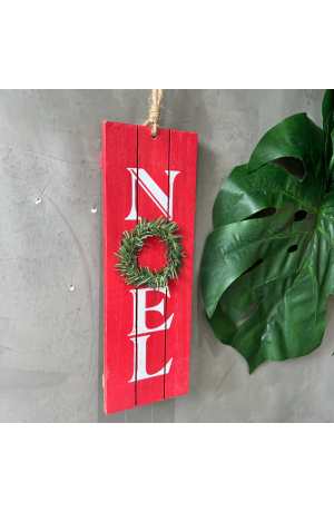 Enfeite para Pendurar de Madeira -  Placa Noel Vermelho