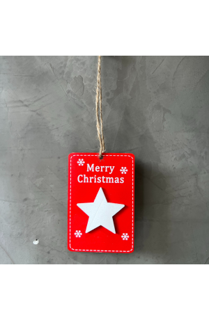 Enfeite para Pendurar Merry Christmas Estrela - Vermelho