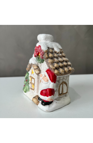 Enfeite Mini Casa de Natal com Led de Resina