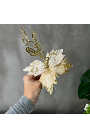 Pick Dourado com Glitter Flores Cabo Curto - P