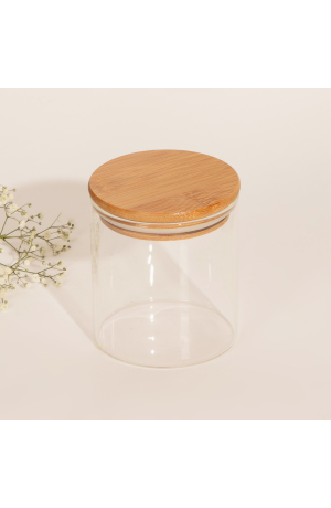 Pote Hermético Redondo de Vidro com Tampa em Bambu 750ml