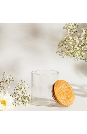 Pote Hermético Redondo de Vidro com Tampa em Bambu 550ml