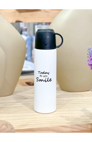 Garrafa Branca Térmica com Copo - 500ml