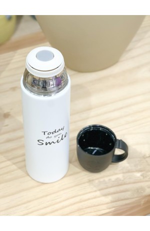 Garrafa Branca Térmica com Copo - 500ml