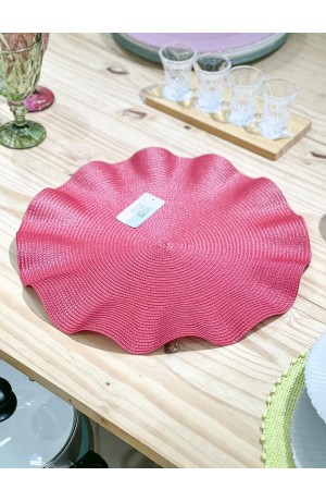 Jogo Americano Ondulado Redondo Vermelho