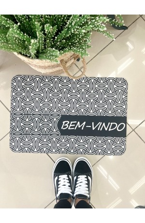 Tapete de Entrada Bem vindo Preto Mod 3