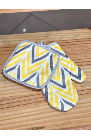 Luva e Suporte Para Cozinha Amarelo Mod.1  '' 2 Peças''
