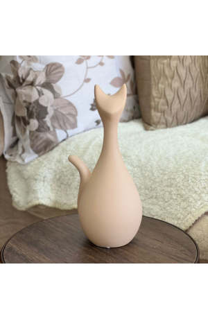 Enfeite Gato Capuccino Grande em Cerâmica Foso