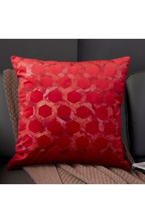 Capa de Almofada Vermelha com Detalhe de Colméia em Suede