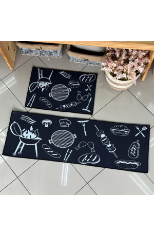  Kit Passadeira e Tapete de Cozinha Cinza Mod 5