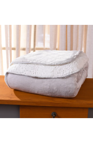 Manta Cobertor Sherpa Casal 1,80x2,20m Cinza