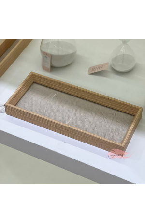 Bandeja Retangular em MDF Natural com Linho 28cm