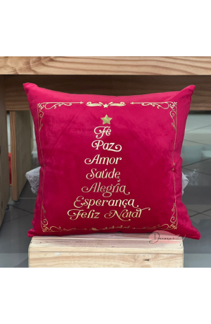 Capa de Almofada Vermelha - Natalina 43cm X 43cm