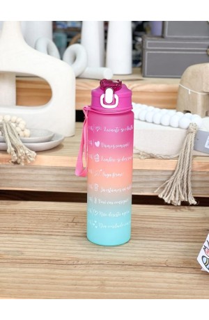 Kit 3 Garrafas Pink - com Frases Motivacionais  - 2L/750ml/300ml