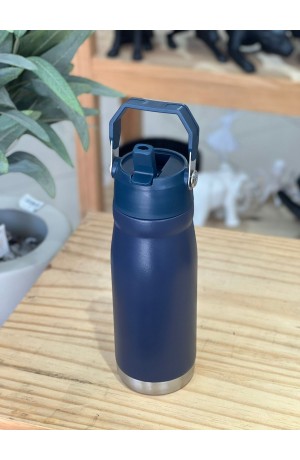 Garrafa Azul Térmica de Inox com Alça - 650 ml