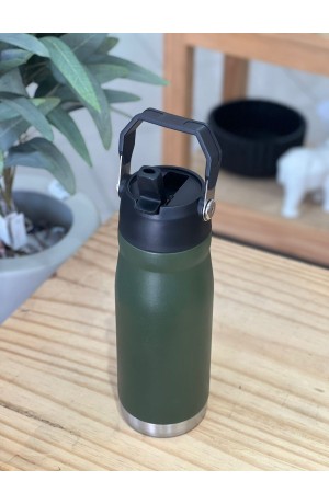 Garrafa Verde Térmica de Inox com Alça - 650 ml