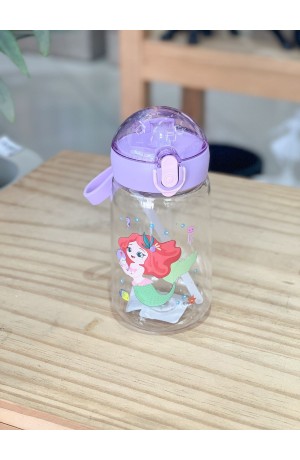 Garrafa Sereia Lilás Infantil de Plástico - 450ml