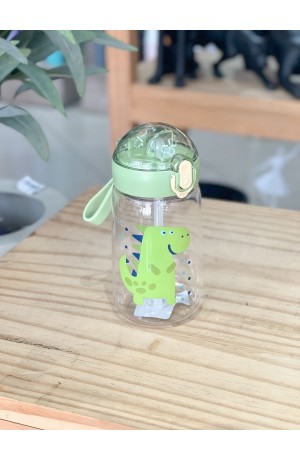 Garrafa Dinossauro Verde Infantil de Plástico - 450ml