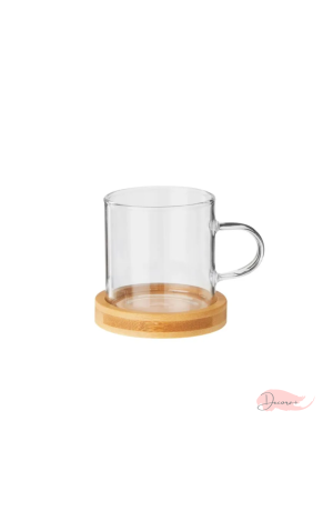 Kit com 2 Xicaras de Vidro Borossilicato com Base de Bambu 100ml