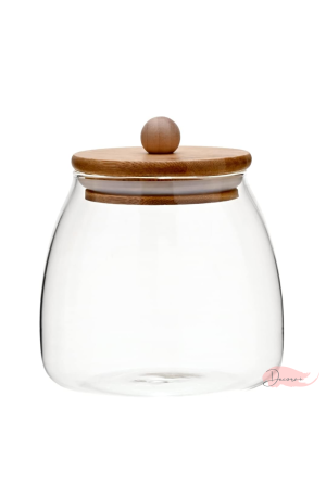 Pote de Vidro com Tampa de Bambu - 850ml