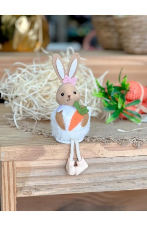 Enfeite Coelha Branca Pompom 12cm