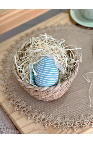 Enfeite Ovo de Páscoa Azul 8cm