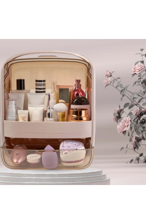 Organizador Rosa De Maquiagem Cápsula com Gavetas