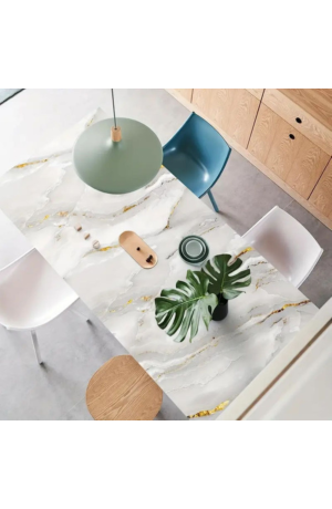 Papel de Parede Marmore Branco c/Dourado 5m X45cm Autoadesivo