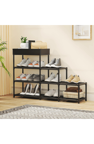Sapateira Preta  Multiuso 4Andares  -  93cm X 21cm X 62cm