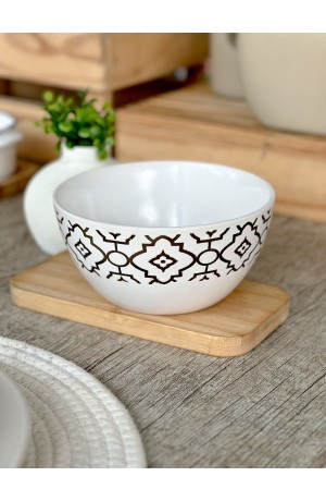 Bowl de Cerâmica Branco Com Detalhe Dourado 500ml - Mod. 5