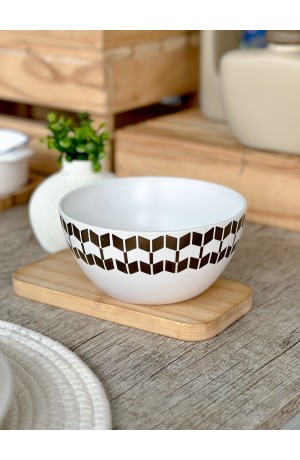 Bowl de Cerâmica Branco Com Detalhe Dourado 500ml - Mod. 4