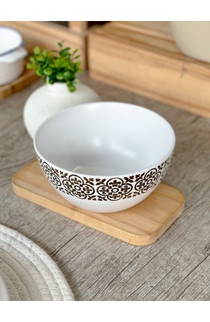 Bowl de Cerâmica Branco Com Detalhe Dourado 500ml - Mod. 2