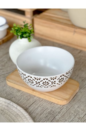 Bowl de Cerâmica Branco Com Detalhe Dourado 500ml - Mod. 1