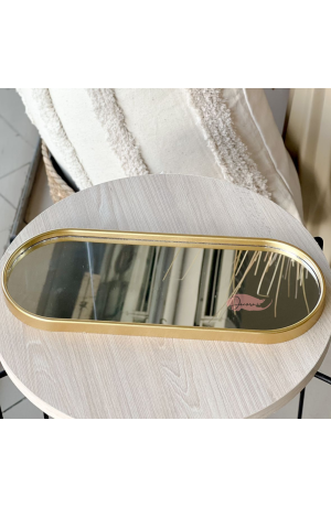 Bandeja Dourada Espelhada Oval