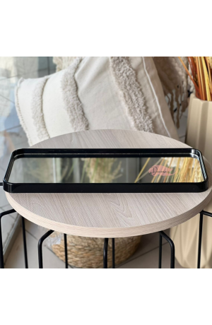 Bandeja Preta Espelhada Quadrada