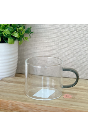 Canecas de Vidro Borossilicato com Alça Fumê 80ml