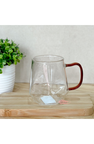 Caneca de Vidro Diamante 330ml c\ Alça Marrom